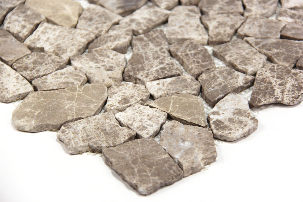 STONE  旧タグ Made in Italy / W31 Arctic Emperador Flat Pebble Stone Mosaic Tile