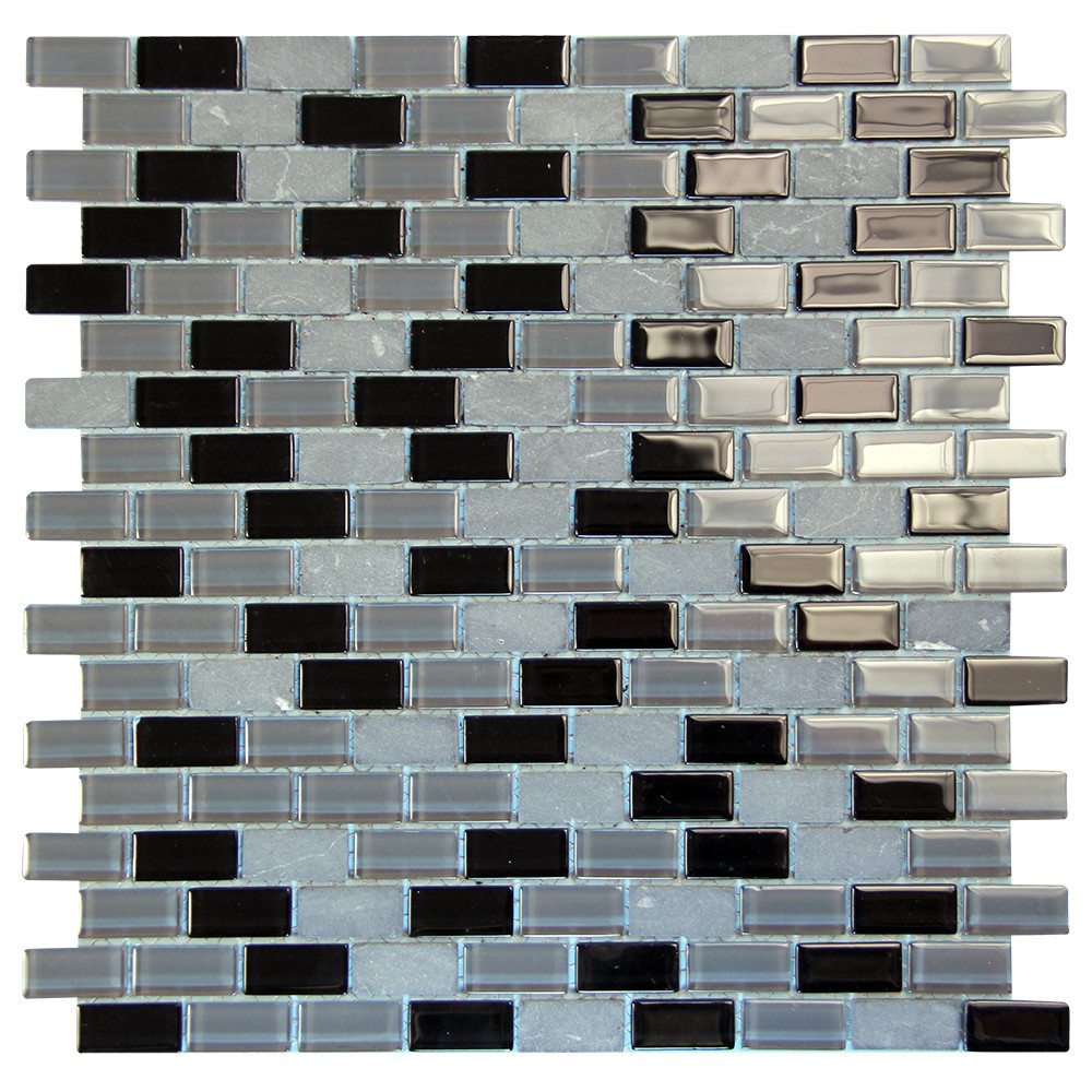Basic Cross Black Mosaic Glass Tile