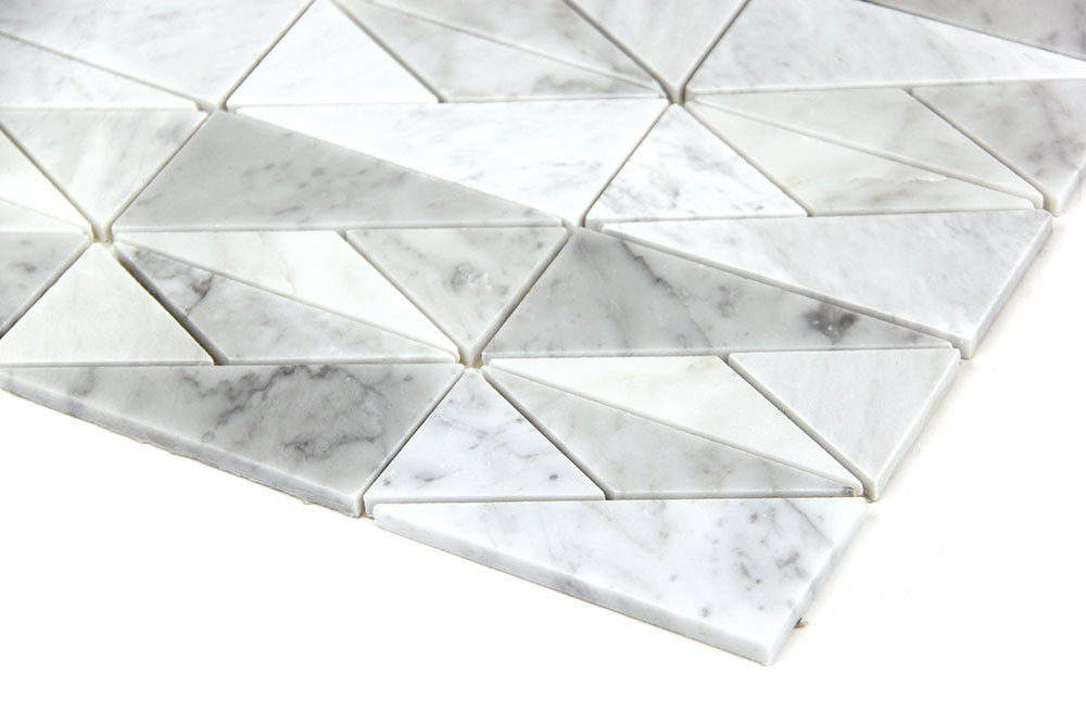 Bahia Carrara Triangle Geometric Marble Tile