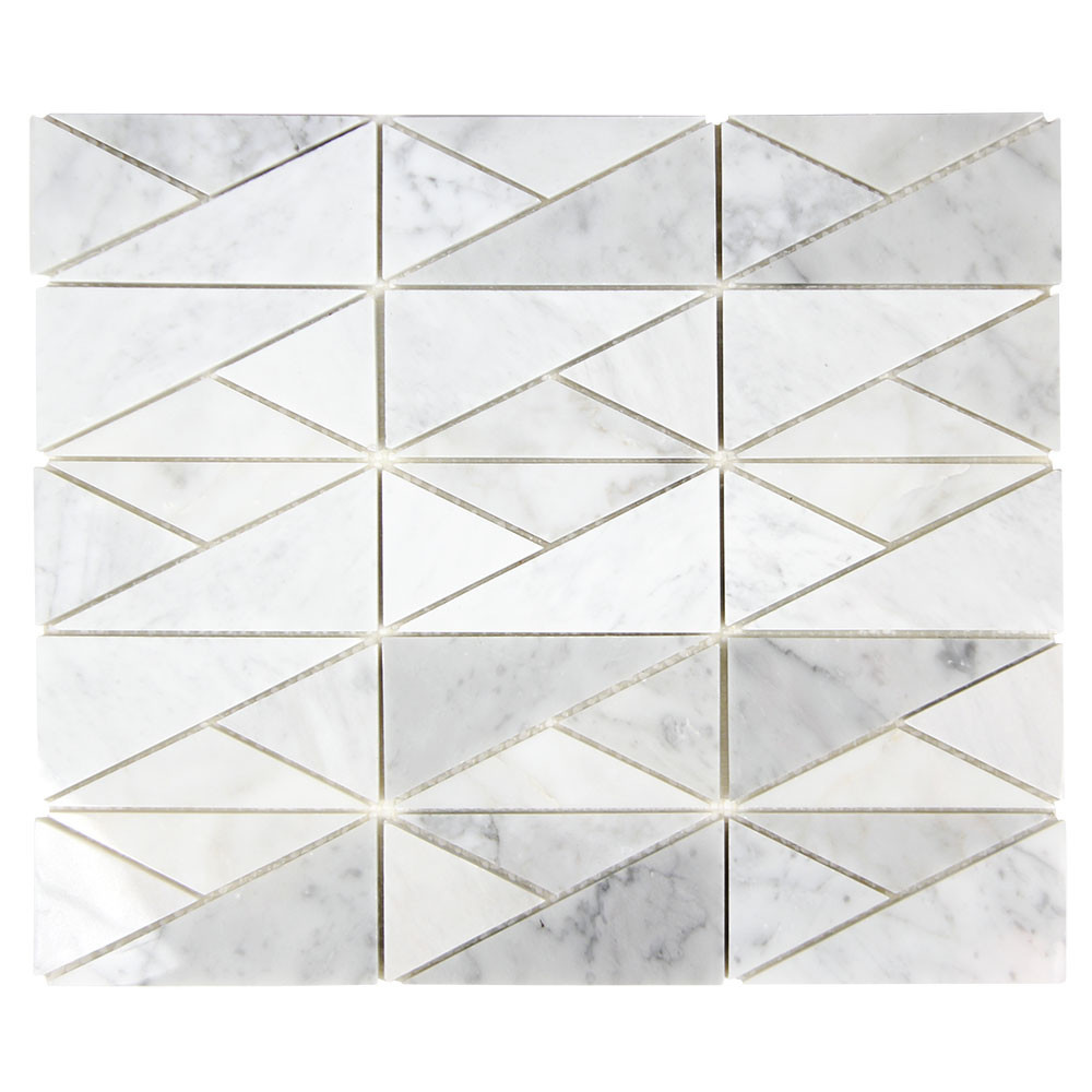 Bahia Carrara Triangle Geometric Marble Tile