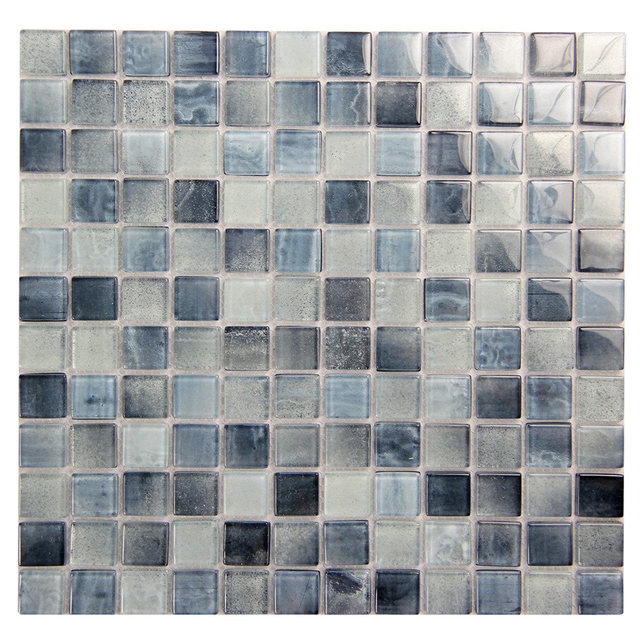 Glass Pool Mosaic Tile Silver Blend 1x2