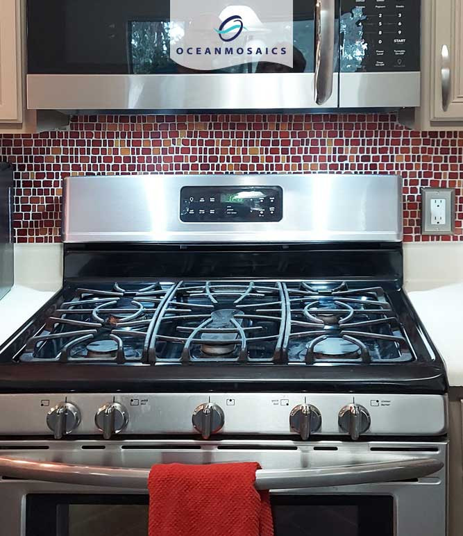 Ice Age Fire Red Rustic Glass Tile