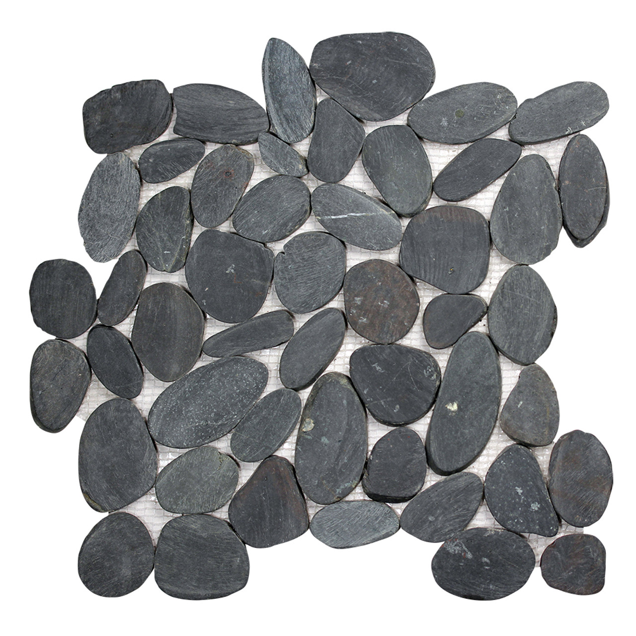 Pebble Stone Sliced Black Tile