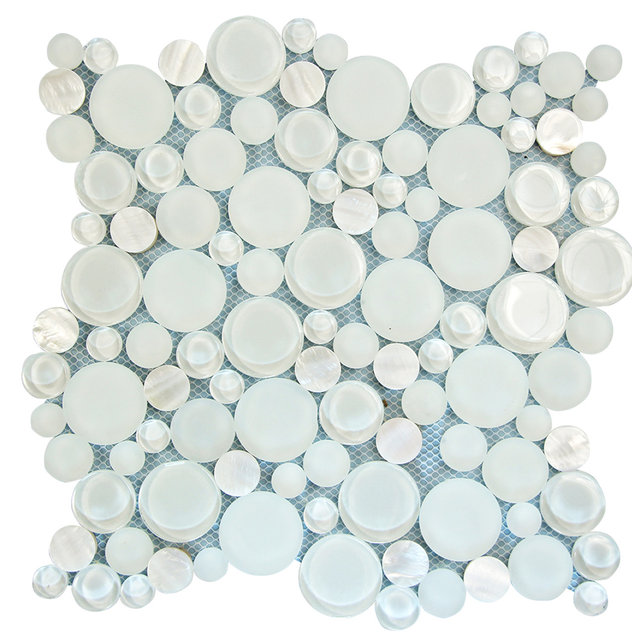 Agata Shell Mix White Mosaic Glass Tile by Ocean Mosaics