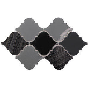 Adria Black Arabesque Lantern Glass And Marble Mosaic Tile