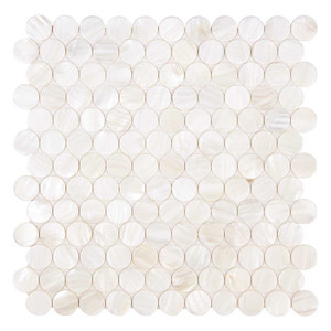 South Seas Super White Penny Round Pearl 1" Shell Tile