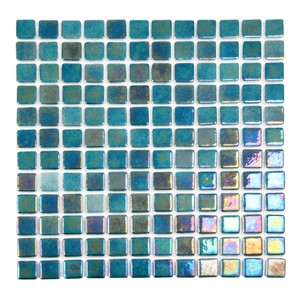 Sea Pearl Meridian Blue Iridescent 1x1 Glass Pool Tile