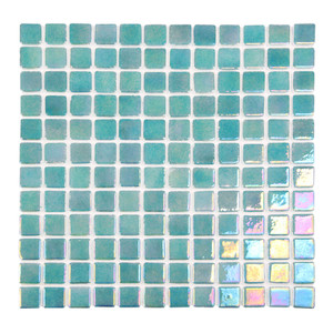 Sea Pearl Lagoon Green Iridescent 1x1 Pool Tile Sea Pearl Lagoon Green Iridescent 1x1 Pool Tile