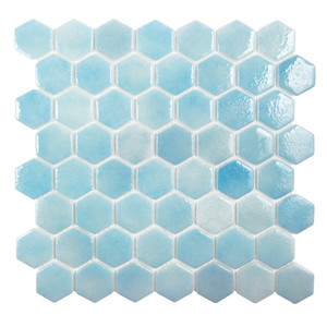Islamorada Hexagon Freshwater Blue Glass Pool Tile