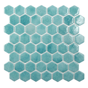 Islamorada Hexagon Seafoam Green Glass Pool Tile
