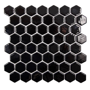 Islamorada Hexagon Black Tide Glass Pool Tile Islamorada Hexagon Black Tide Glass Pool Tile