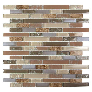 Kaia Tan Interlocking Linear Glass Mosaic Tile
