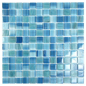 Seven Seas Caribbean Blue Polished Glass 1x1 Pool Tile