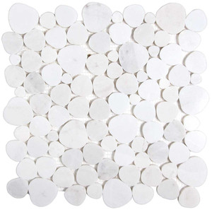 Reef White Sliced Pebble Mosaic Tile
