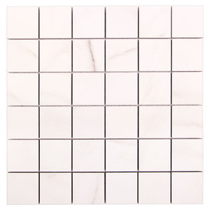 Seacoast Calacatta White Porcelain Grid Mosaic Tile