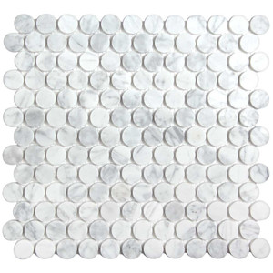 Lana Carrara 1" Penny Round Marble Tile