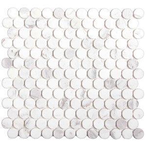 Lana Calacatta Grey 1" Penny Round Marble Tile Lana Calacatta Grey 1" Penny Round Marble Tile