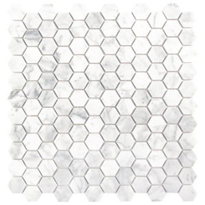 Tidal Carrara Mini Hexagon Honed Marble Mosaic Tile Tidal Carrara Mini Hexagon Honed Marble Mosaic Tile