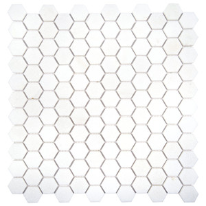 Tidal Thassos White Mini Hexagon Honed Marble Mosaic Tile Tidal Thassos White Mini Hexagon Honed Marble Mosaic Tile