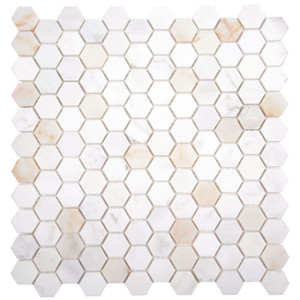 Tidal Calacatta Gold Mini Hexagon Honed Marble Mosaic Tile 2 Tidal Calacatta Gold Mini Hexagon Honed Marble Mosaic Tile 2