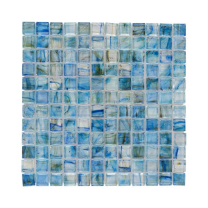 Anthology Splash Pool Sandy River Sea Blue 1x1 Glass Pool Tile Face Mounted - 8.64 Sq Ft 1