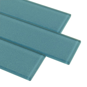 Asea Oceanique Anthology Sparkle Turquoise Blue 2x12 Subway Glass Tile - Box of 7.75 Sq Ft