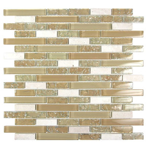 Kaia Gold Interlocking Linear Glass Mosaic Tile
