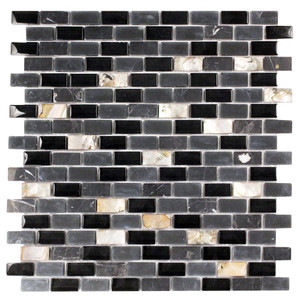 Agata Shell Mix Black Mosaic Glass Tile