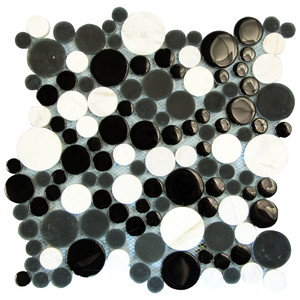 Agata Circle Black and White backsplash Mosaic Glass Tile Agata Circle Black and White backsplash Mosaic Glass Tile