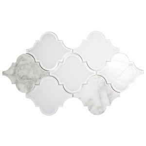 Clover Arabesque Blanco Mosaic Glass Tile Clover Arabesque Blanco Mosaic Glass Tile