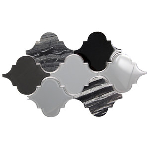 Clover Arabesque Black Mix Mosaic Glass Tile Clover Arabesque Black Mix Mosaic Glass Tile