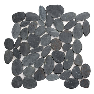 Pebble Stone Sliced Black Tile Pebble Stone Sliced Black Tile