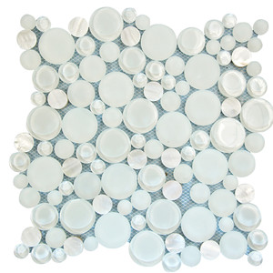Agata Circle Shell White Mosaic Glass Tile Agata Circle Shell White Mosaic Glass Tile
