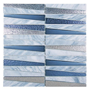 Prestige Grey and Blue Metalized Glass and Marble Tile Prestige Grey and Blue Metalized Glass and Marble Tile
