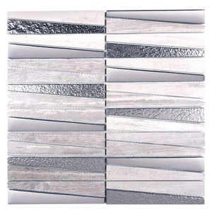 Prestige White Wood Metalized Glass and Marble Tile Prestige White Wood Metalized Glass and Marble Tile