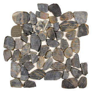 Pebble Stone Sliced Striped Black Tile Pebble Stone Sliced Striped Black Tile