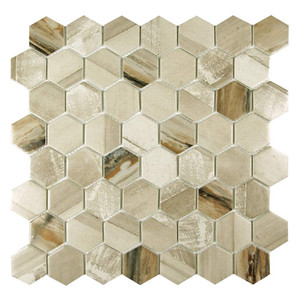 Sixcycle Beige Hexagon Recycled Glass Tile Sixcycle Beige Hexagon Recycled Glass Tile