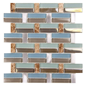 Syrinx Weave Coastal Blue Green Glass Tile With Metal And Stone Syrinx Weave Coastal Blue Green Glass Tile With Metal And Stone
