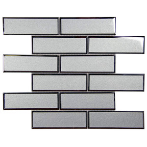 Mirror Linear Grey Beveled Subway Glass Tile Mirror Linear Grey Beveled Subway Glass Tile
