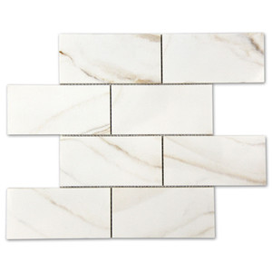 Calacatta Gold Subway Recycled Glass Tile Calacatta Gold Subway Recycled Glass Tile
