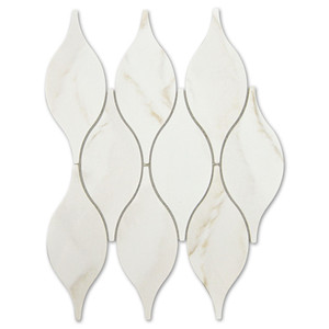 Calacatta Gold Teardrop Recycled Glass Tile Calacatta Gold Teardrop Recycled Glass Tile