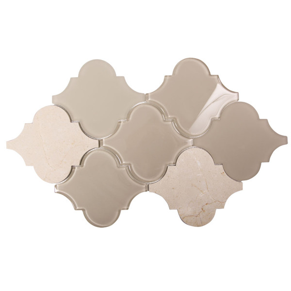 Adria Beige Arabesque Lantern Glass And Marble Mosaic Tile