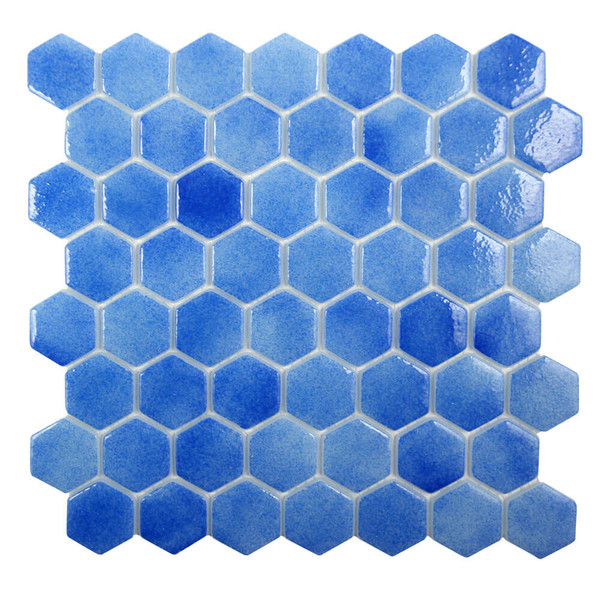 Islamorada Hexagon Bay Blue Glass Pool Tile