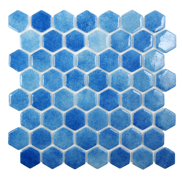 Islamorada Hexagon Tropic Blue Glass Pool Tile