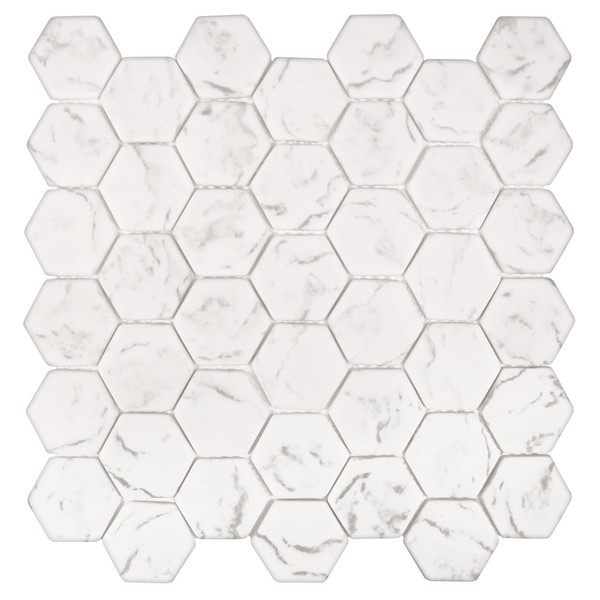 Anat Hexagon Snow White Recycled Glass Tile