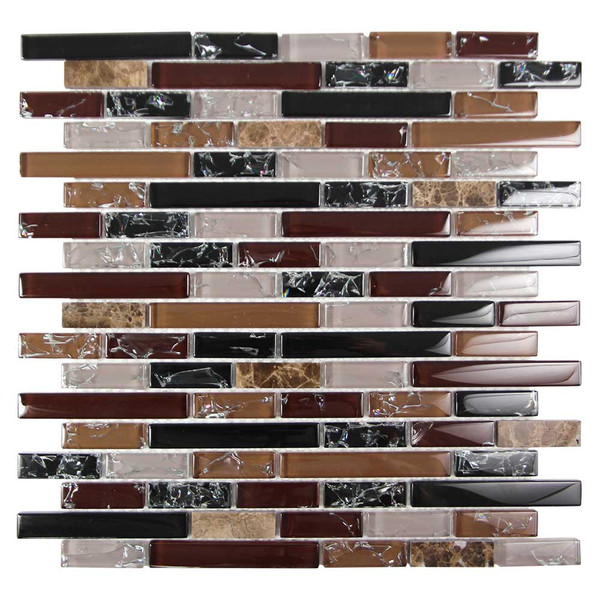 Kaia Taupe Interlocking Linear Glass Mosaic Tile