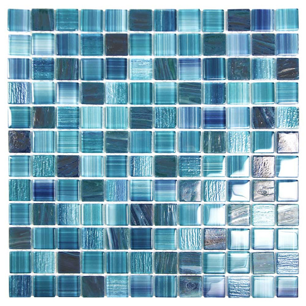 Seven Seas Sapphire Blue Polished Glass 1x1 Pool Tile