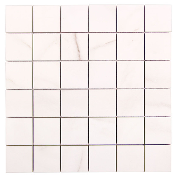 Seacoast Calacatta White Porcelain Grid Mosaic Tile