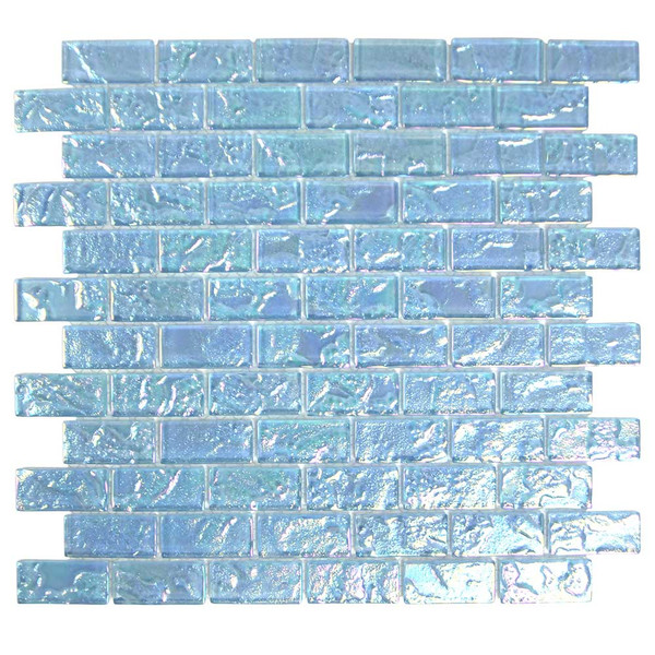 Beachwalk Sky Blue Iridescent Mini Brick 1x2 Pool Tile