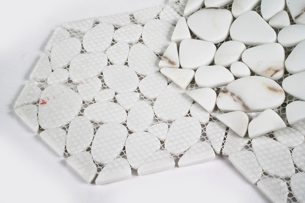 Finn Hexagon Interlocking Pebble Calacatta White Recycled Glass
